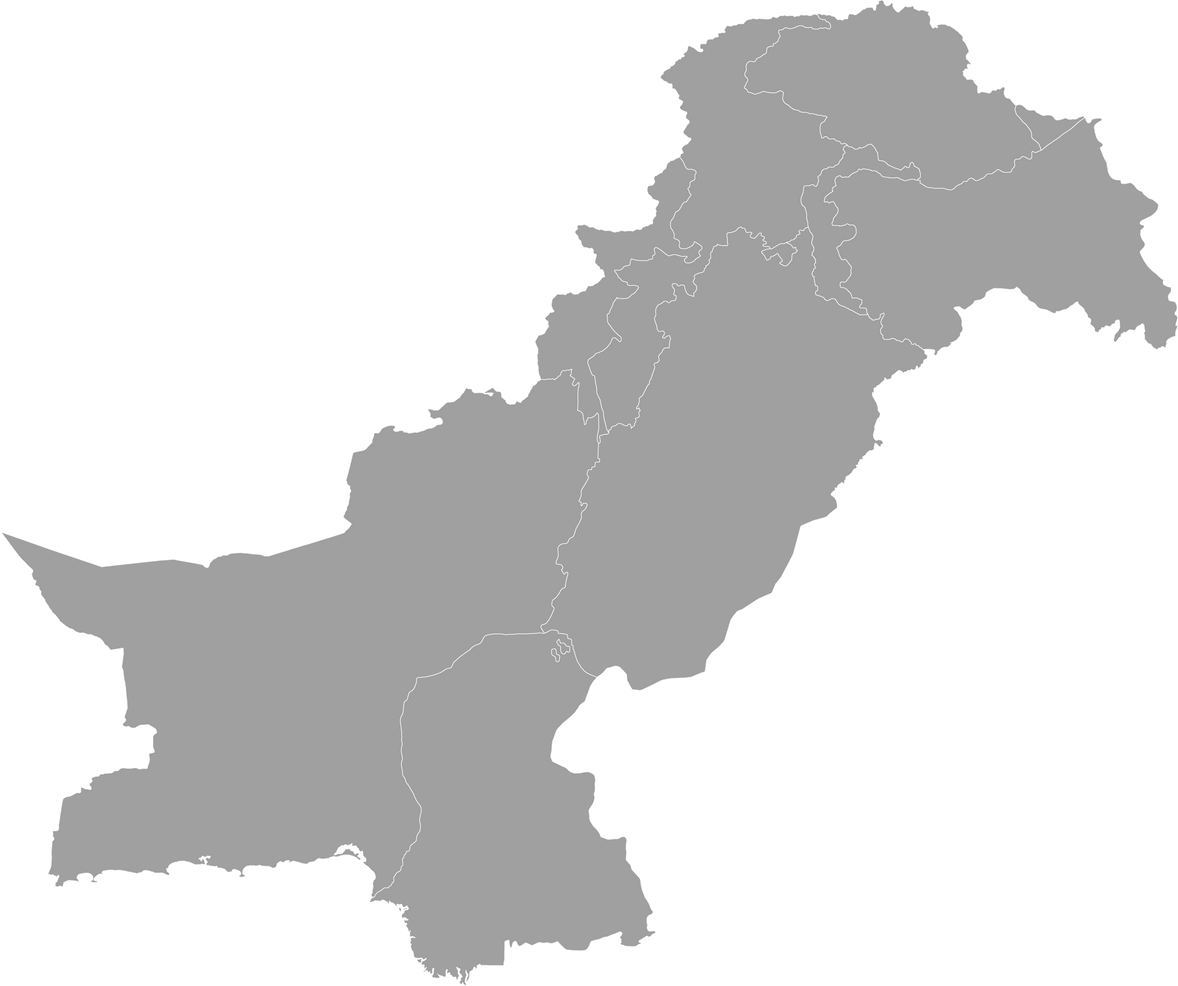 map of Pakistan with borders of regions